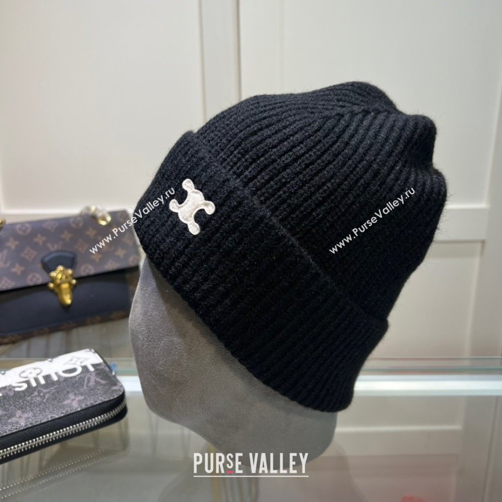 CELINE TRIOMPHE BEANIE IN SEAMLESS CASHMERE Blue 2023 (MAO-231229-04)