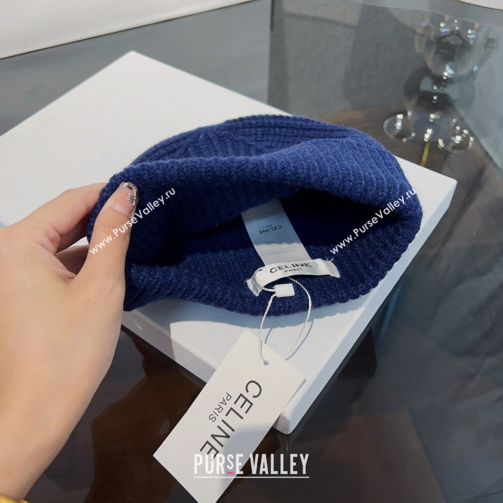 CELINE TRIOMPHE BEANIE IN SEAMLESS CASHMERE Blue 2023 (MAO-231229-04)