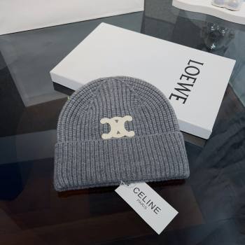 CELINE TRIOMPHE BEANIE IN SEAMLESS CASHMERE gray 2023 (MAO-231229-03)