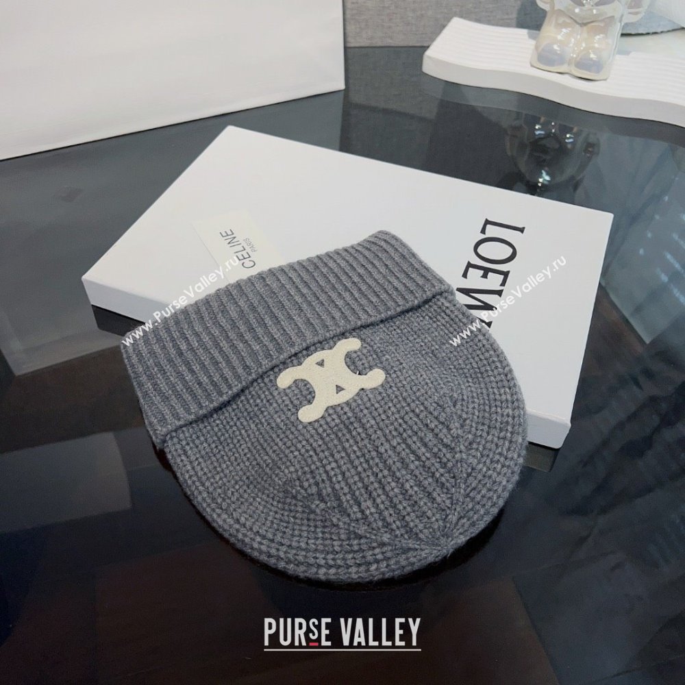 CELINE TRIOMPHE BEANIE IN SEAMLESS CASHMERE gray 2023 (MAO-231229-03)