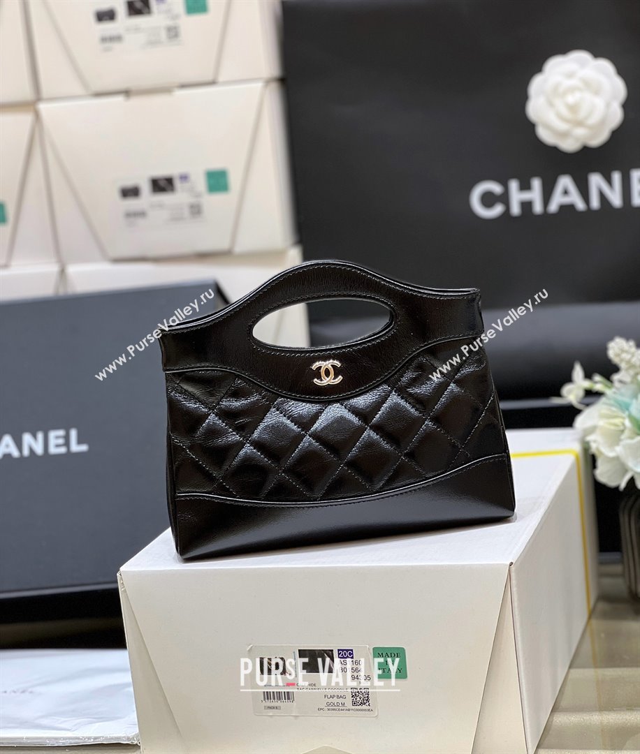Chanel 31 NANO Shopping Bag in WAX LAMBSKIN AP3656 BLACK 2024(ORIGINAL QUALITY) (xxg-240402-14)