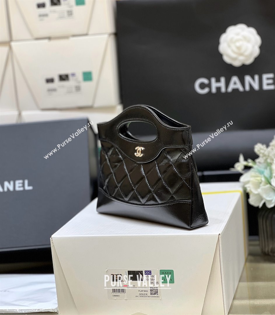 Chanel 31 NANO Shopping Bag in WAX LAMBSKIN AP3656 BLACK 2024(ORIGINAL QUALITY) (xxg-240402-14)