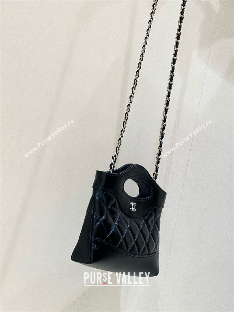 Chanel 31 NANO Shopping Bag in WAX LAMBSKIN AP3656 BLACK 2024(ORIGINAL QUALITY) (xxg-240402-14)