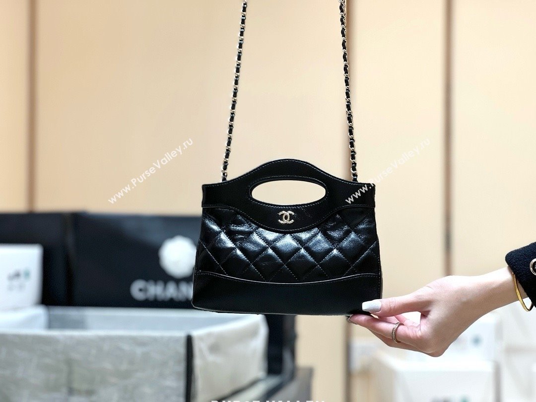 Chanel 31 NANO Shopping Bag in WAX LAMBSKIN AP3656 BLACK 2024(ORIGINAL QUALITY) (xxg-240402-14)