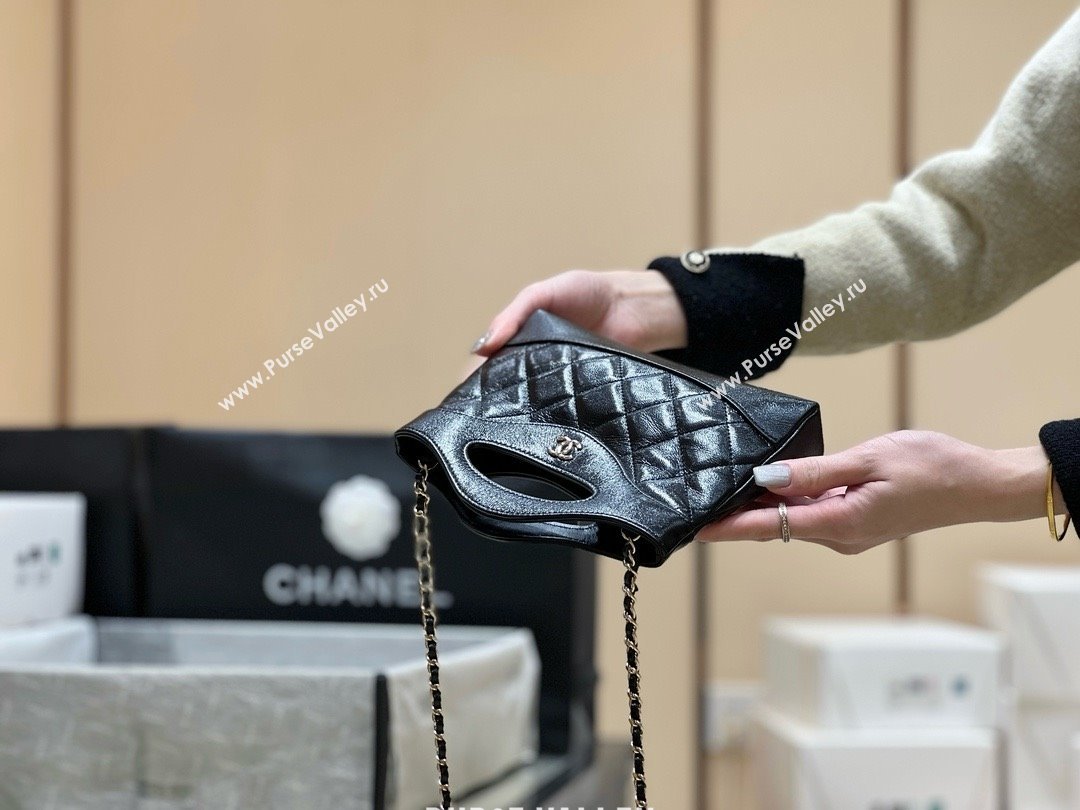 Chanel 31 NANO Shopping Bag in WAX LAMBSKIN AP3656 BLACK 2024(ORIGINAL QUALITY) (xxg-240402-14)