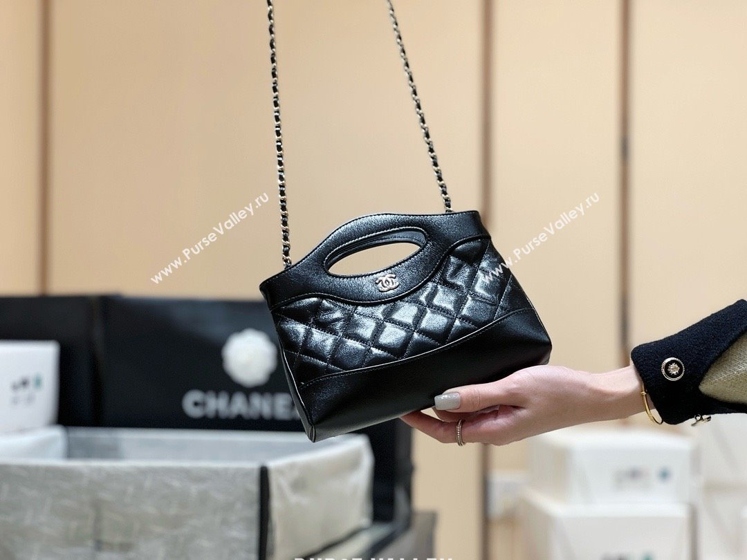 Chanel 31 NANO Shopping Bag in WAX LAMBSKIN AP3656 BLACK 2024(ORIGINAL QUALITY) (xxg-240402-14)