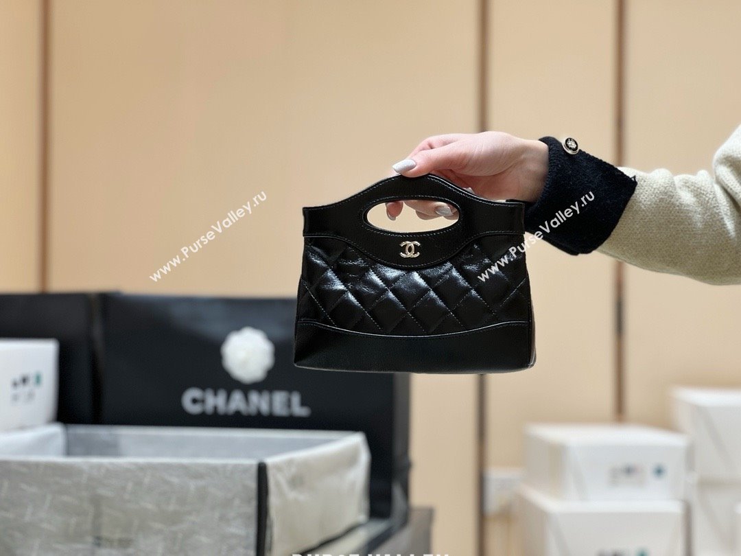 Chanel 31 NANO Shopping Bag in WAX LAMBSKIN AP3656 BLACK 2024(ORIGINAL QUALITY) (xxg-240402-14)