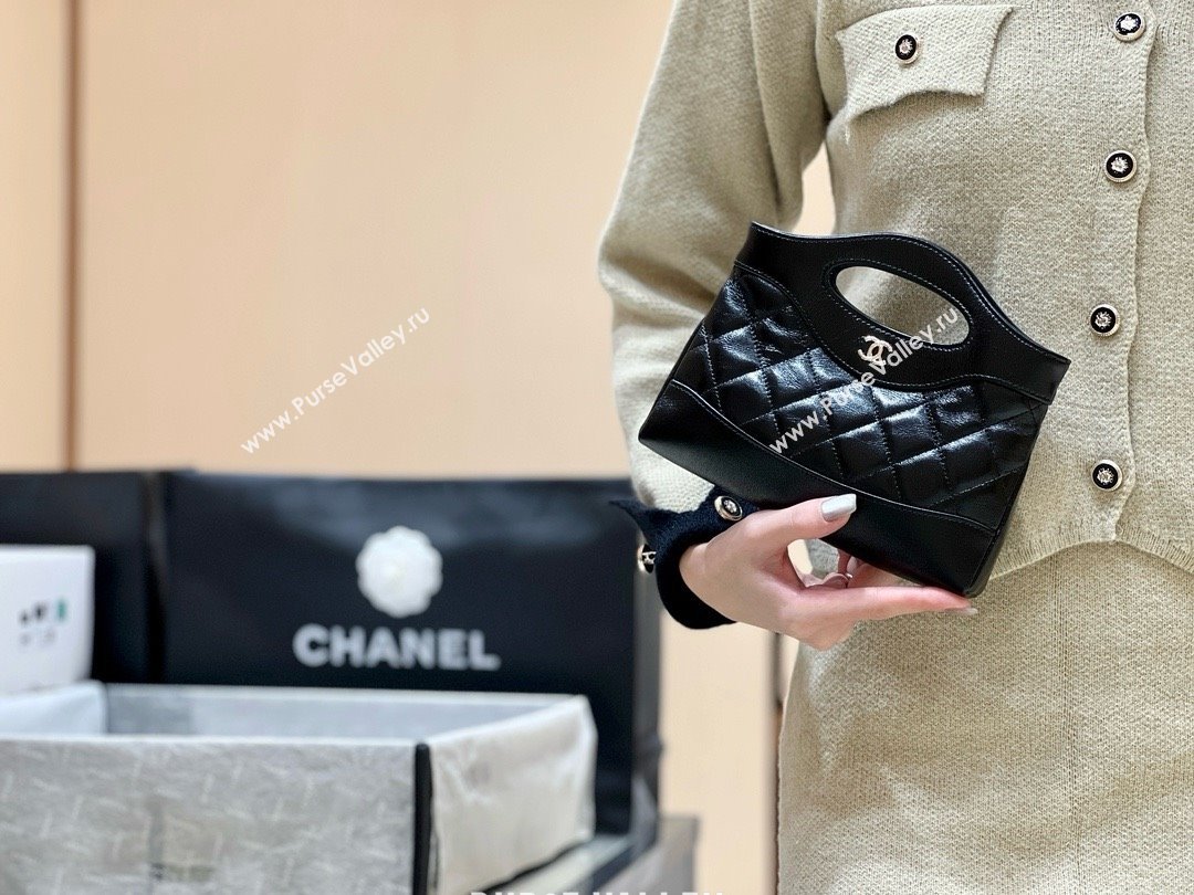 Chanel 31 NANO Shopping Bag in WAX LAMBSKIN AP3656 BLACK 2024(ORIGINAL QUALITY) (xxg-240402-14)
