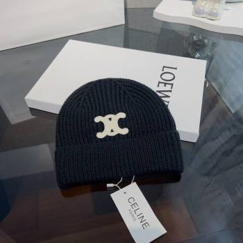 CELINE TRIOMPHE BEANIE IN SEAMLESS CASHMERE Black 2023 (MAO-231229-01)
