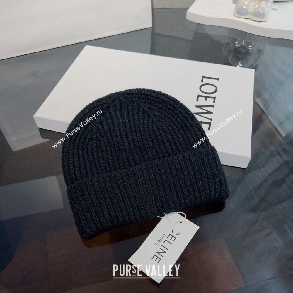 CELINE TRIOMPHE BEANIE IN SEAMLESS CASHMERE Black 2023 (MAO-231229-01)