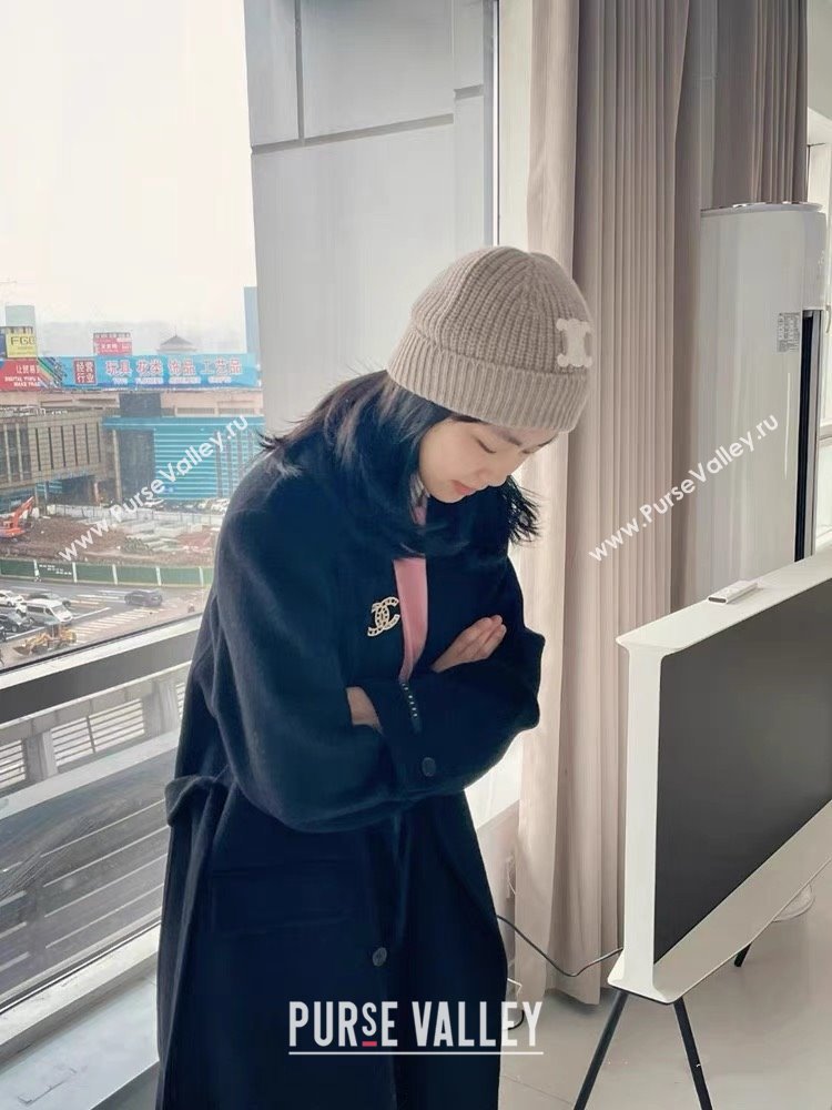 CELINE TRIOMPHE BEANIE IN SEAMLESS CASHMERE gray 2023 (MAO-231229-03)