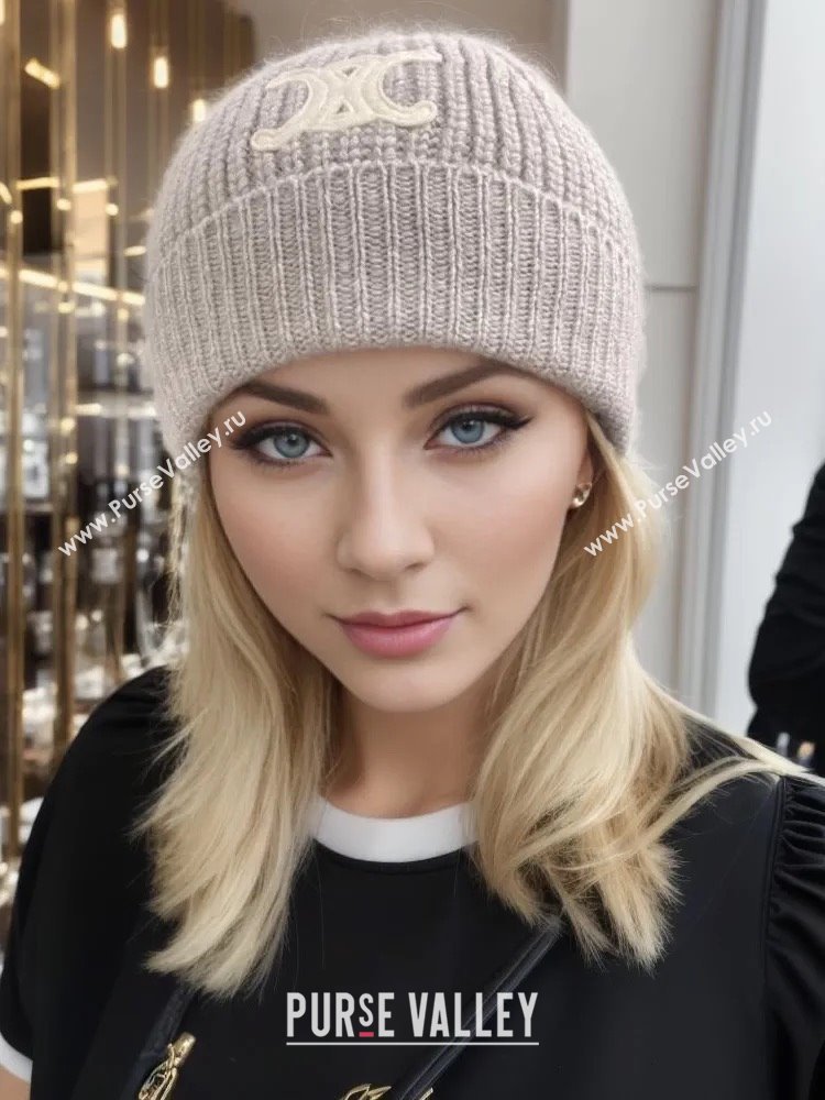 CELINE TRIOMPHE BEANIE IN SEAMLESS CASHMERE gray 2023 (MAO-231229-03)