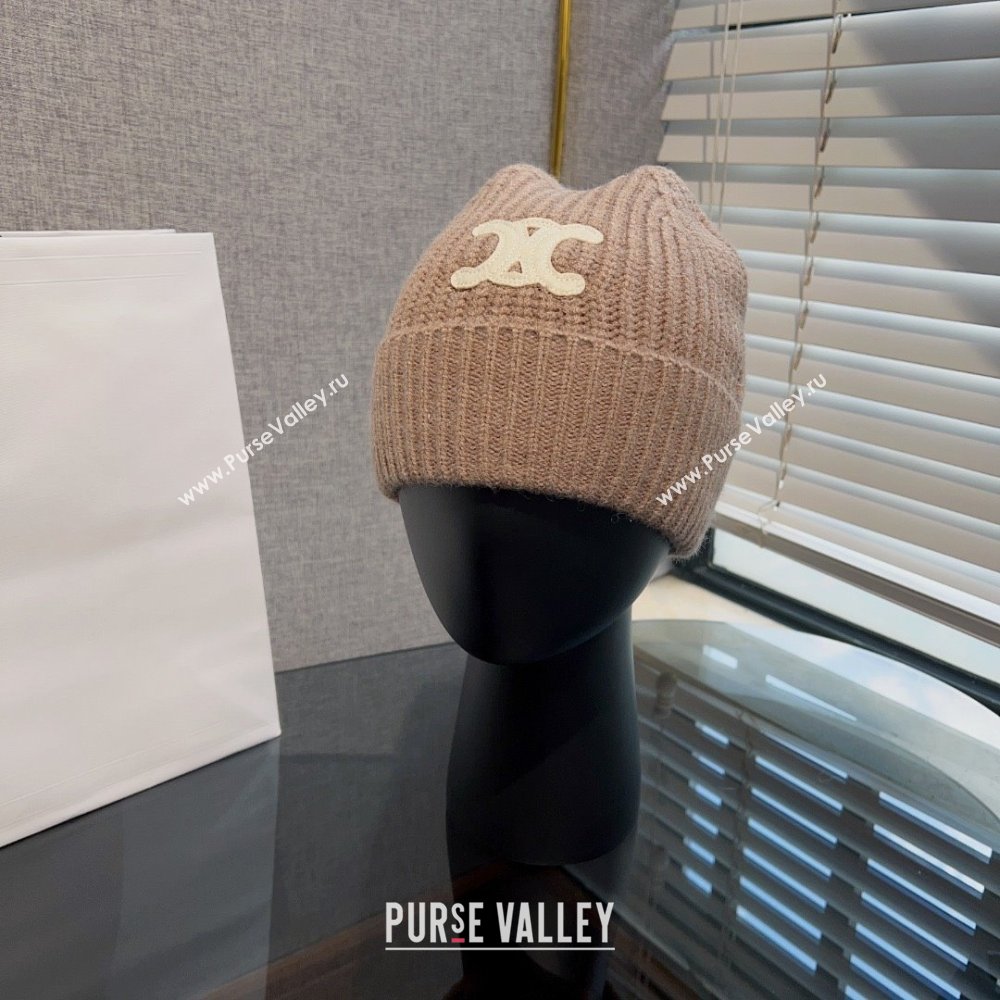 CELINE TRIOMPHE BEANIE IN SEAMLESS CASHMERE sand 2023 (MAO-231229-02)