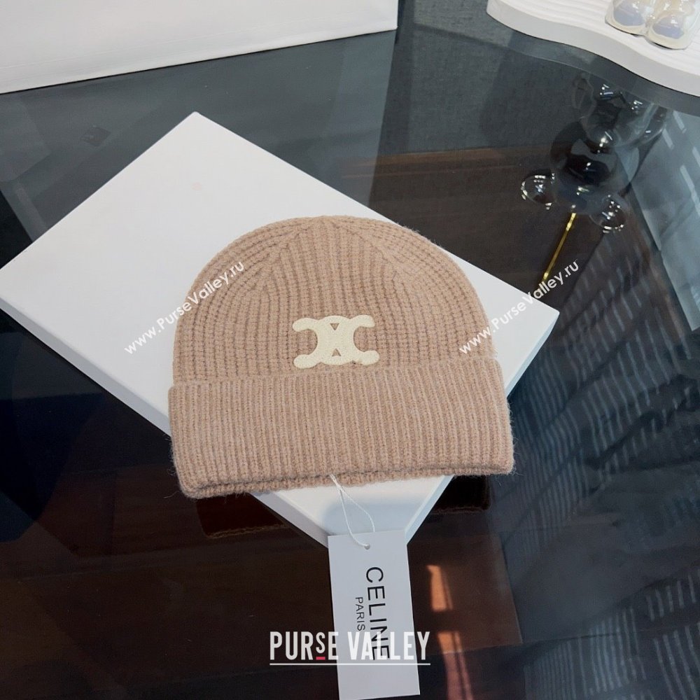 CELINE TRIOMPHE BEANIE IN SEAMLESS CASHMERE sand 2023 (MAO-231229-02)