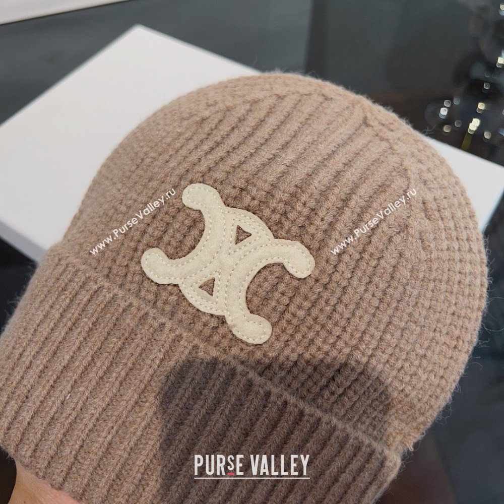 CELINE TRIOMPHE BEANIE IN SEAMLESS CASHMERE sand 2023 (MAO-231229-02)