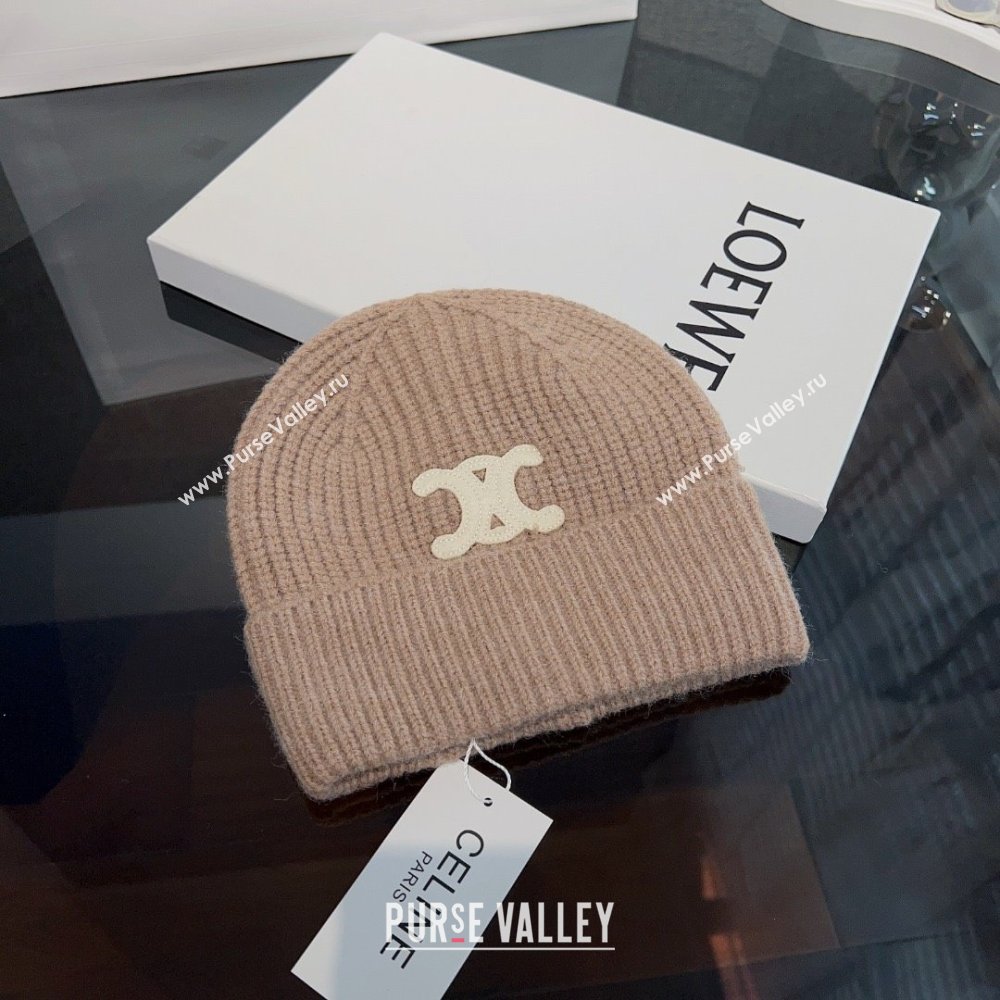 CELINE TRIOMPHE BEANIE IN SEAMLESS CASHMERE sand 2023 (MAO-231229-02)