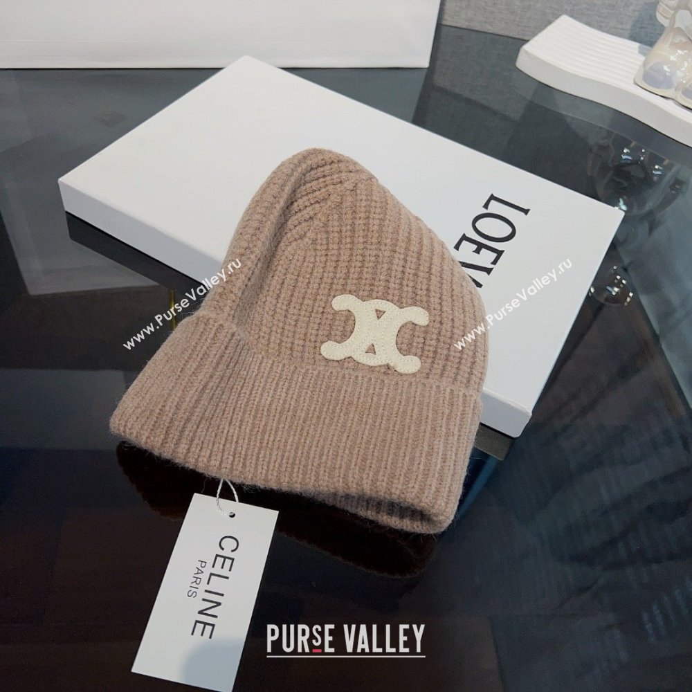 CELINE TRIOMPHE BEANIE IN SEAMLESS CASHMERE sand 2023 (MAO-231229-02)