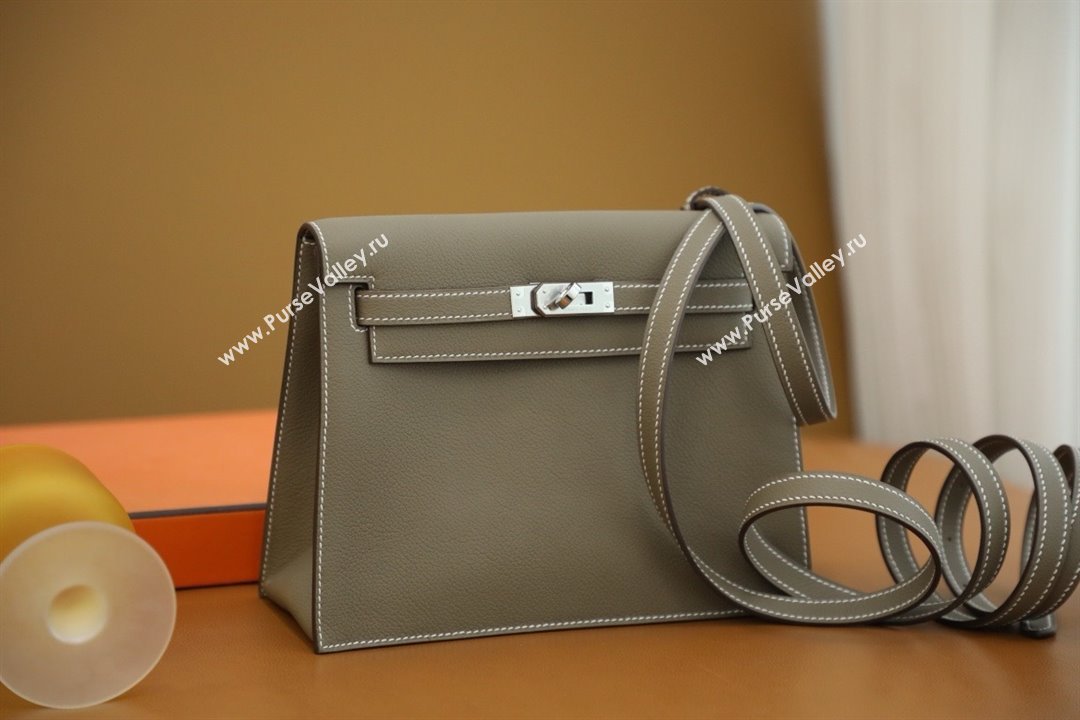 Hermes Evercolor Kelly Danse Shoulder bag ETOUPE with Gold/SILVER Hardware (full handmade) (AYAN-240402-01)