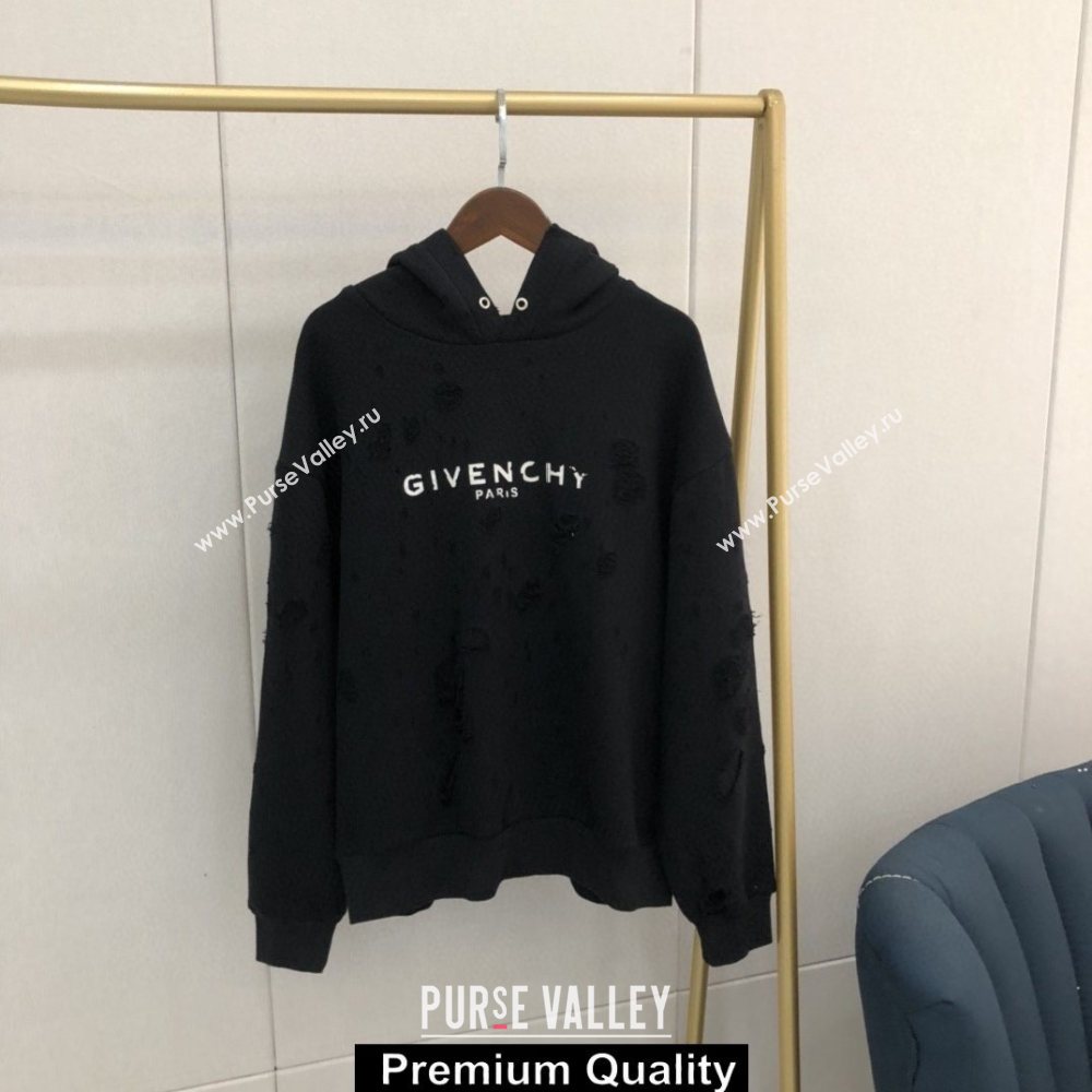 Givenchy logo printed sweatshirt with holes black 2020 (qiqi-200928-8)