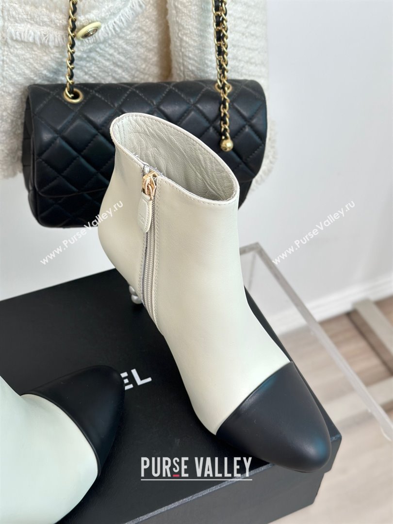 CHANEL pearl heel logo boots white 2023 (clf-231016-04)