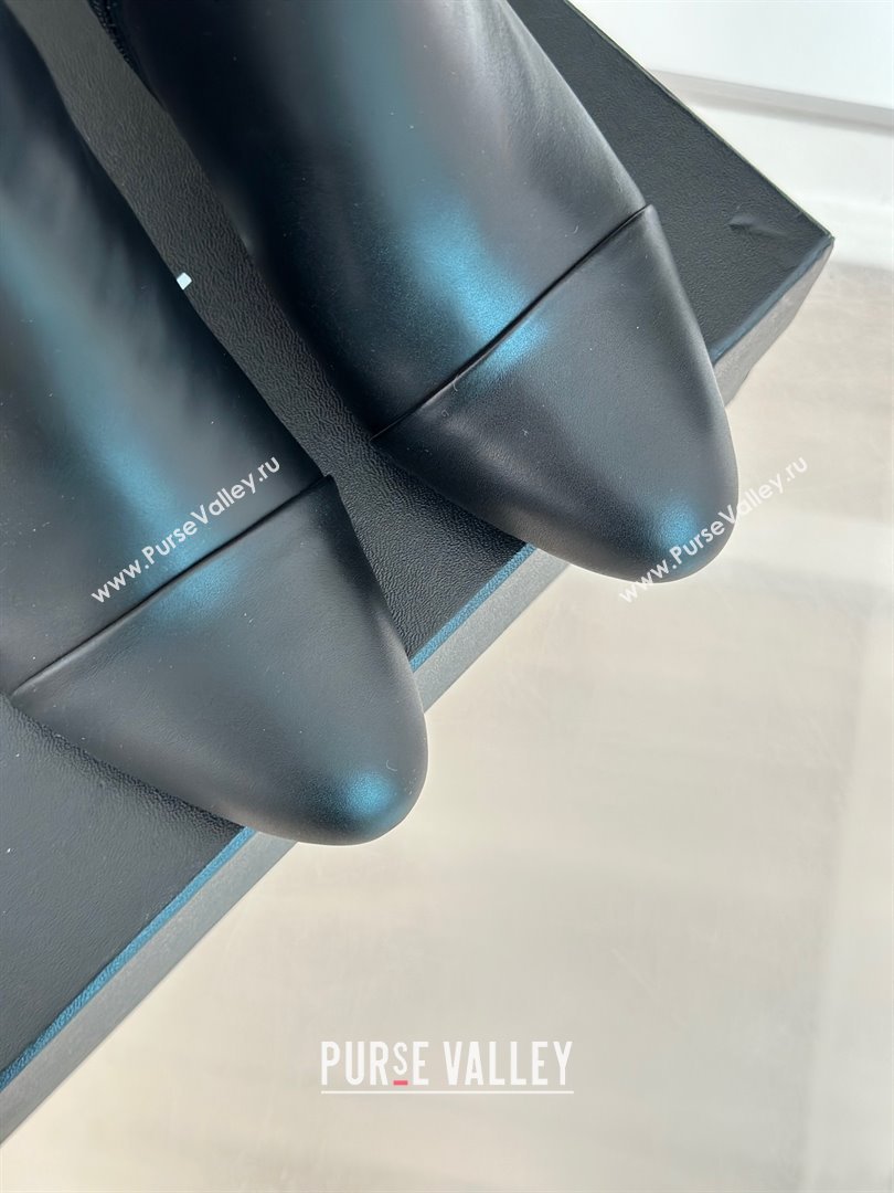 CHANEL pearl heel logo boots black 2023 (clf-231016-05)