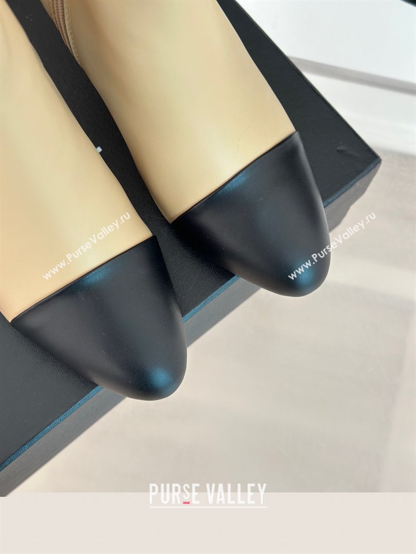 CHANEL pearl heel logo boots beige 2023 (clf-231016-03)