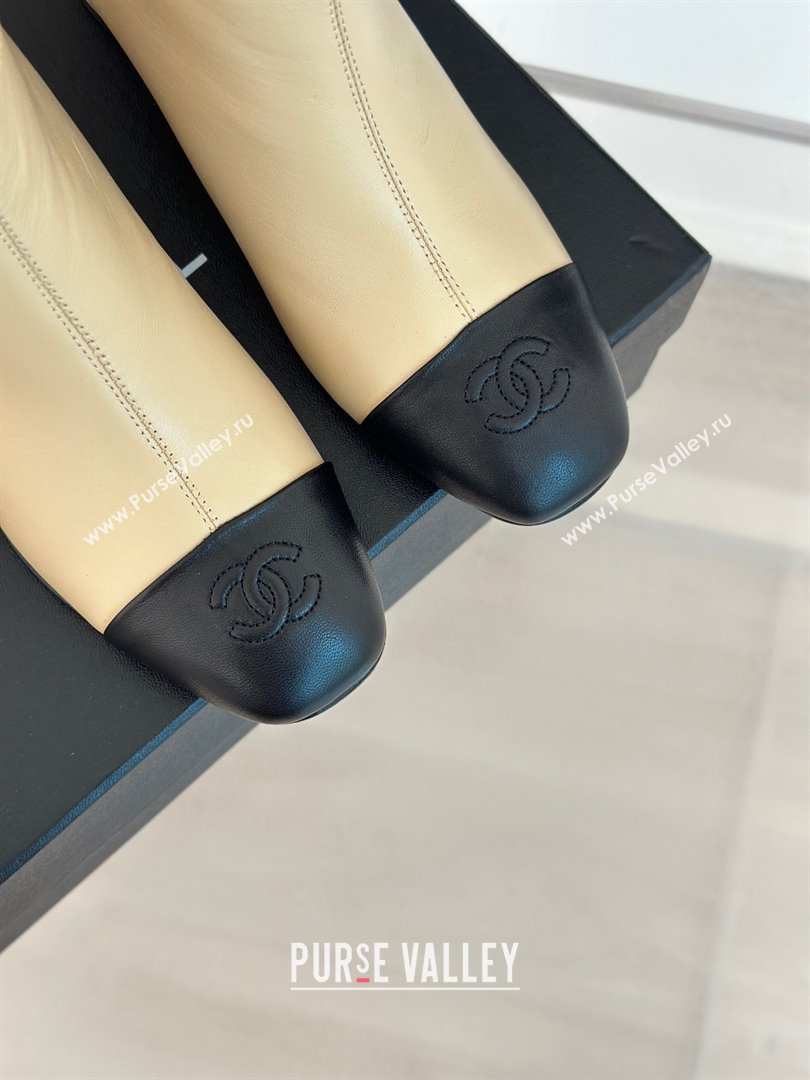 Chanel HEEL 5CM ankle boots WITH buckle beige 2023 (CLF-231016-31)