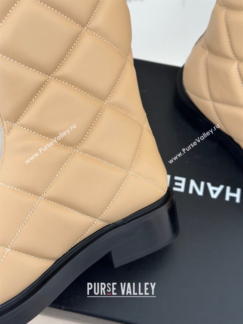 CHANEL leather quilted zipped boots beige 2023 (clf-231016-14)