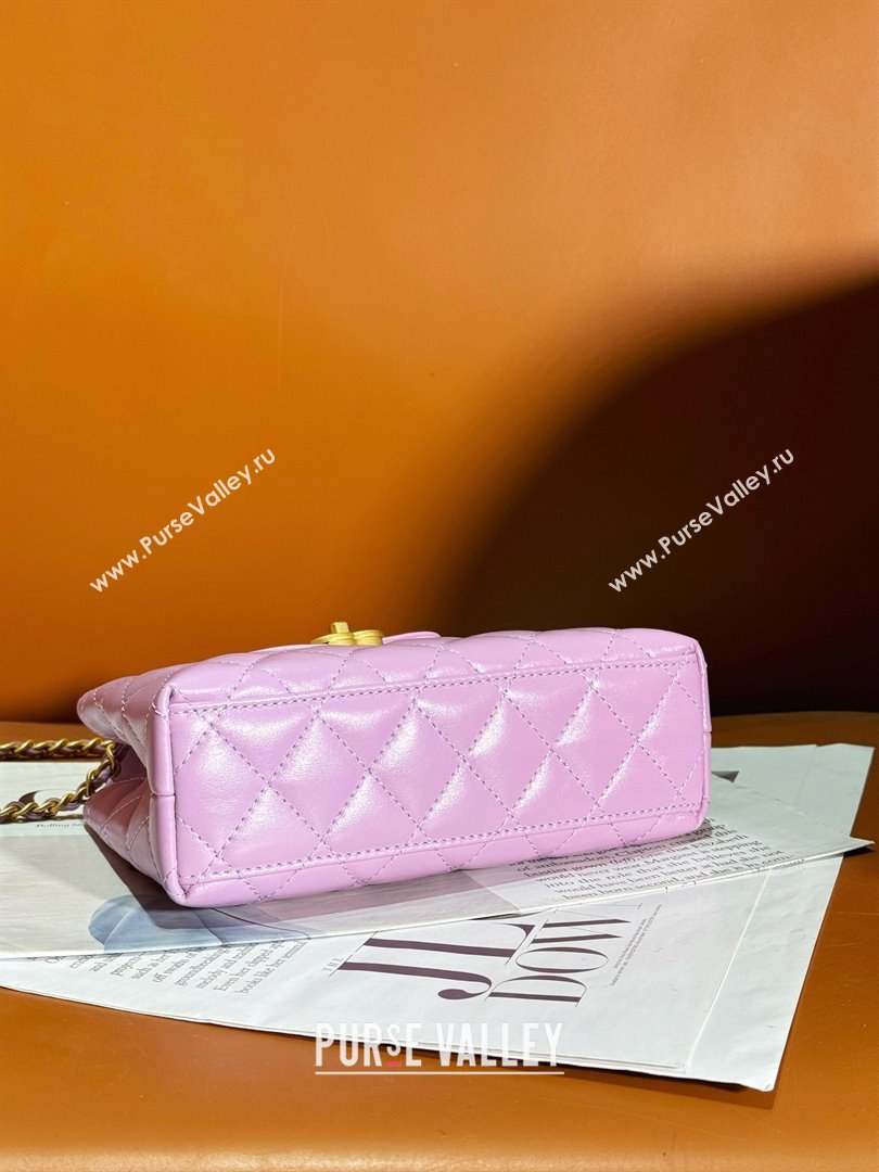 Chanel Shiny Crumpled Calfskin Gold-Tone Metal Mini Shopping Bag AS4416 pink 2024 (JIYUAN-240403-11)