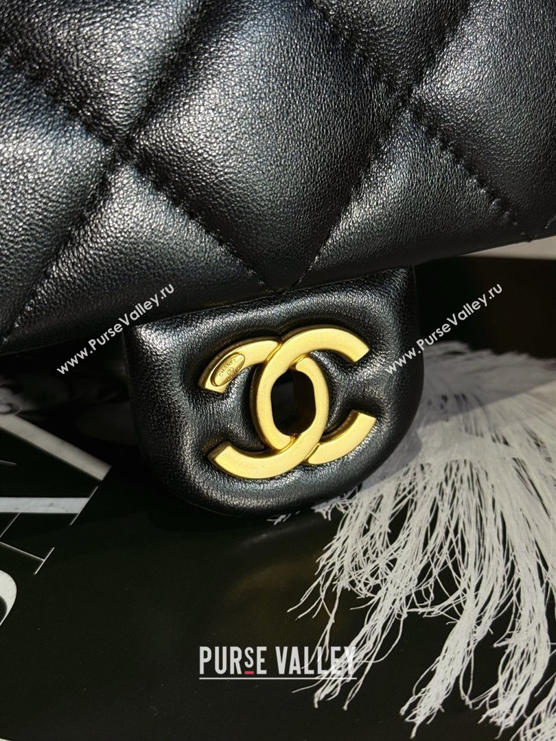 chanel Pearly Lambskin, Imitation Pearls Gold-Tone Metal MINI Flap Bag BLACK AS4868 2024 (JIYUAN-240403-02)