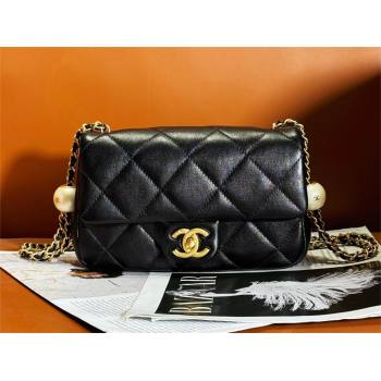 chanel Pearly Lambskin, Imitation Pearls Gold-Tone Metal Small Flap Bag AS4861 black 2024 (JIYUAN-240403-01)