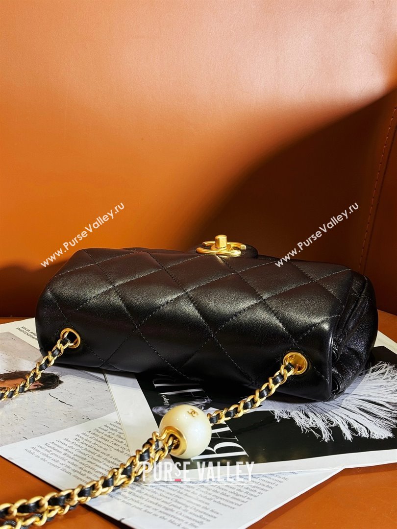 chanel Pearly Lambskin, Imitation Pearls Gold-Tone Metal Small Flap Bag AS4861 black 2024 (JIYUAN-240403-01)