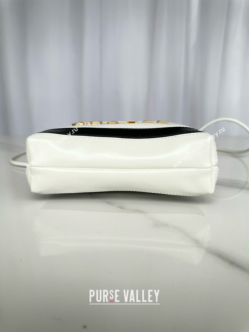 chanel Shiny Calfskin Gold-Tone Metal 22 Mini Handbag AS3980 WHITE/BLACK 2024 (JIYUAN-240403-08)