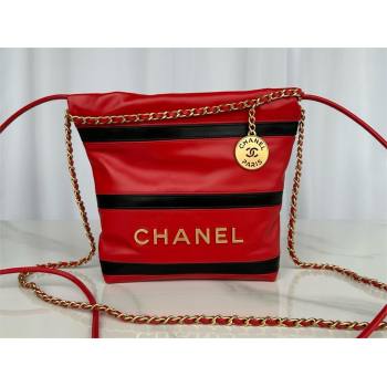 chanel Shiny Calfskin Gold-Tone Metal 22 Mini Handbag AS3980 RED/BLACK 2024 (JIYUAN-240403-09)