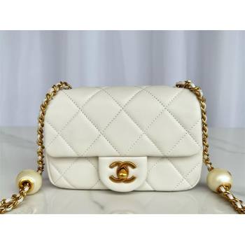 chanel Pearly Lambskin, Imitation Pearls Gold-Tone Metal MINI Flap Bag white AS4868 2024 (JIYUAN-240403-05)