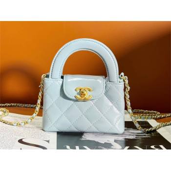 Chanel Shiny Crumpled Calfskin Gold-Tone Metal Mini Shopping Bag AS4416 sky blue 2024 (JIYUAN-240403-12)