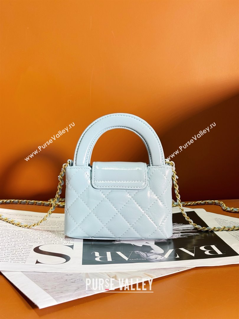 Chanel Shiny Crumpled Calfskin Gold-Tone Metal Mini Shopping Bag AS4416 sky blue 2024 (JIYUAN-240403-12)