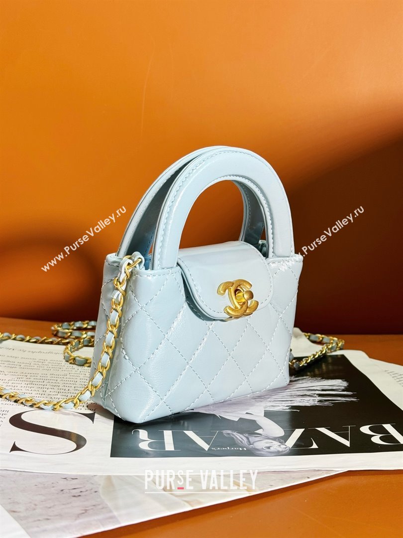 Chanel Shiny Crumpled Calfskin Gold-Tone Metal Mini Shopping Bag AS4416 sky blue 2024 (JIYUAN-240403-12)