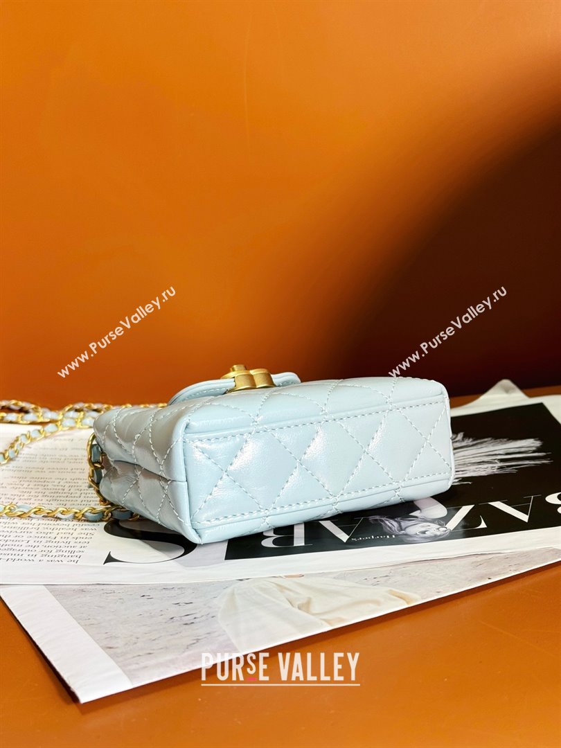 Chanel Shiny Crumpled Calfskin Gold-Tone Metal Mini Shopping Bag AS4416 sky blue 2024 (JIYUAN-240403-12)