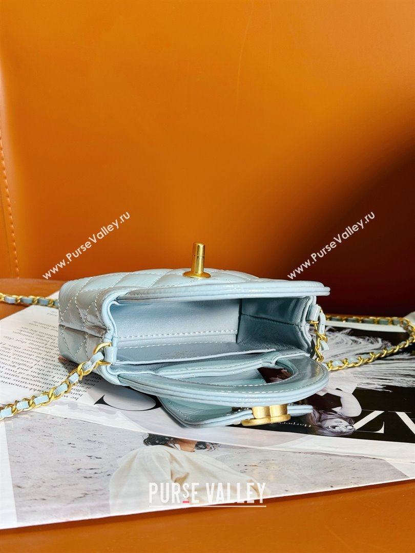 Chanel Shiny Crumpled Calfskin Gold-Tone Metal Mini Shopping Bag AS4416 sky blue 2024 (JIYUAN-240403-12)