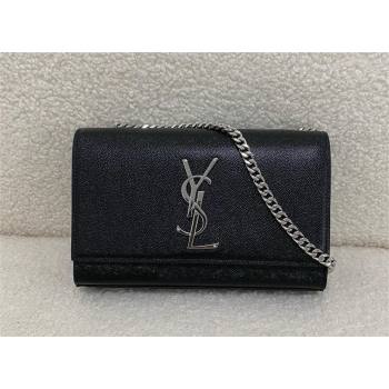 Saint Laurent kate small in grain de poudre embossed leather black/silver 2024(original quality) (bige-240426-09)