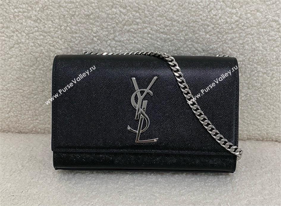 Saint Laurent kate small in grain de poudre embossed leather black/silver 2024(original quality) (bige-240426-09)