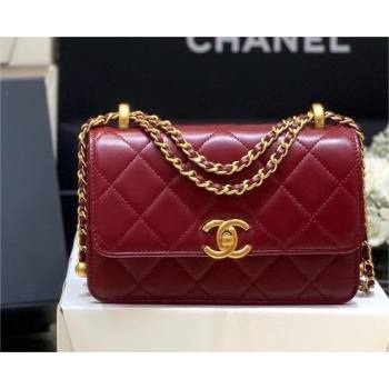 Chanel Calfskin Mini Flap Bag AP2615/AP2649 BURGUNDY 2021 (SHUNYANG-240102-02)