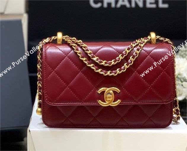 Chanel Calfskin Mini Flap Bag AP2615/AP2649 BURGUNDY 2021 (SHUNYANG-240102-02)
