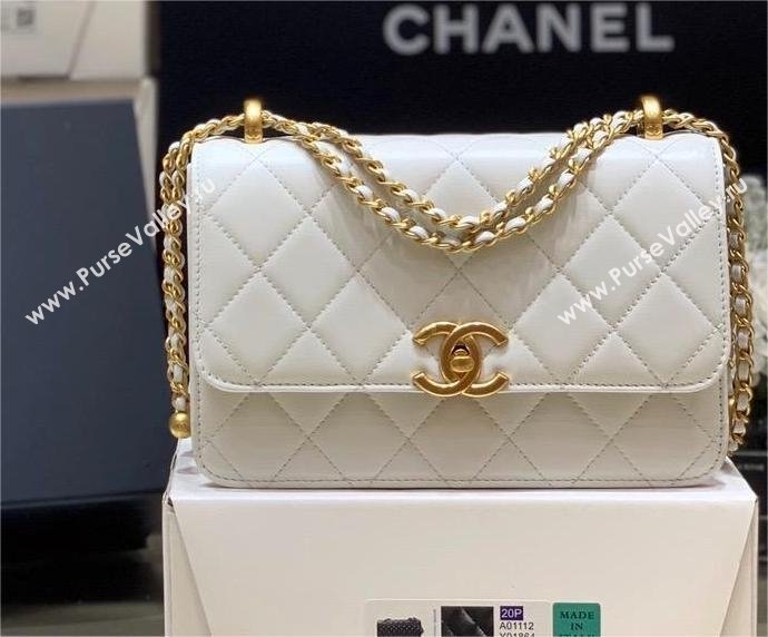 Chanel Calfskin Mini Flap Bag AP2615/AP2649 WHITE 2021 (SHUNYANG-240102-03)