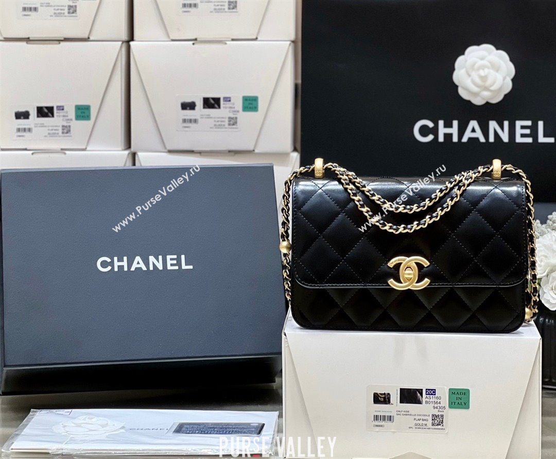 Chanel Calfskin Mini Flap Bag AP2615/AP2649 BLACK 2021 (SHUNYANG-240102-01)