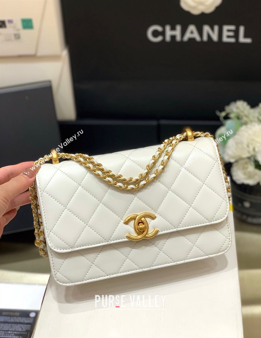Chanel Calfskin Mini Flap Bag AP2615/AP2649 WHITE 2021 (SHUNYANG-240102-03)