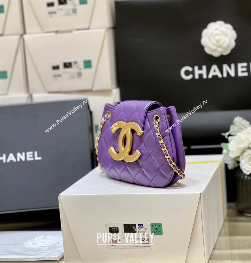 Chanel Lambskin Gold-Tone Metal Small Messenger Bag AS4609 purple 2024(original quality) (shunyang-240103-02)