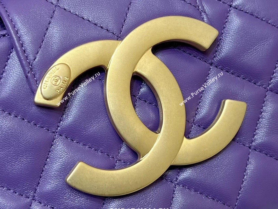 Chanel Lambskin Gold-Tone Metal Small Messenger Bag AS4609 purple 2024(original quality) (shunyang-240103-02)