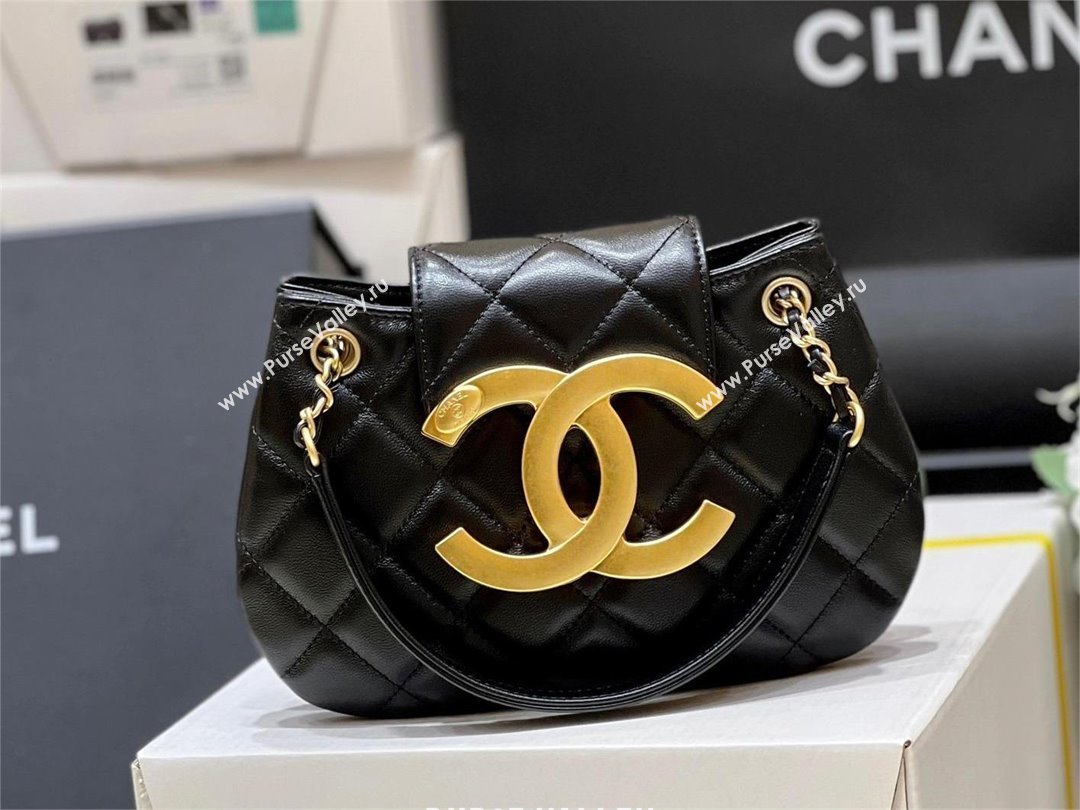 Chanel Lambskin Gold-Tone Metal Small Messenger Bag AS4609 black 2024(original quality) (shunyang-240103-01)